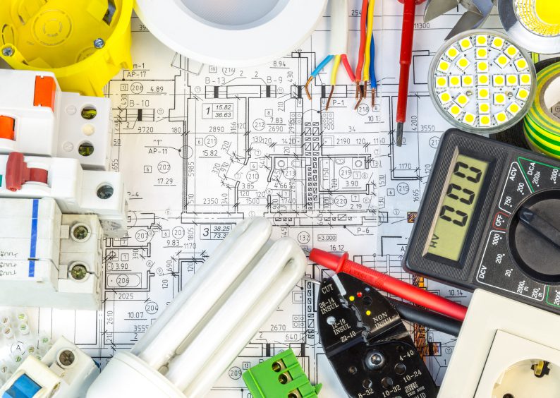 Circuit components and wiring on plans